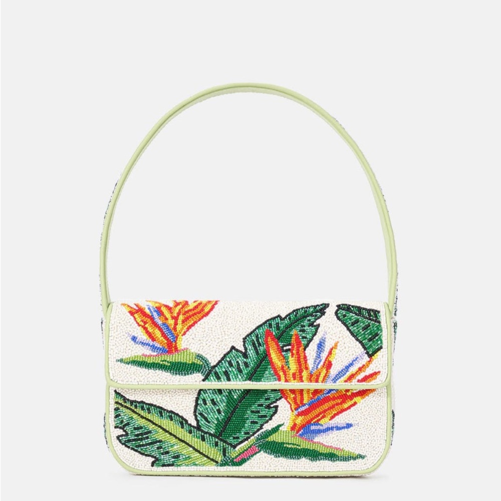 STAUD Tommy Floral Beaded Birds of Paradise Bag